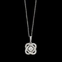 14K White Gold Estate Diamond Flower Pendant Necklace
