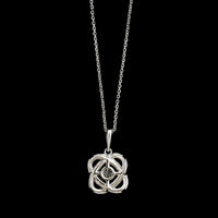 14K White Gold Estate Diamond Flower Pendant Necklace
