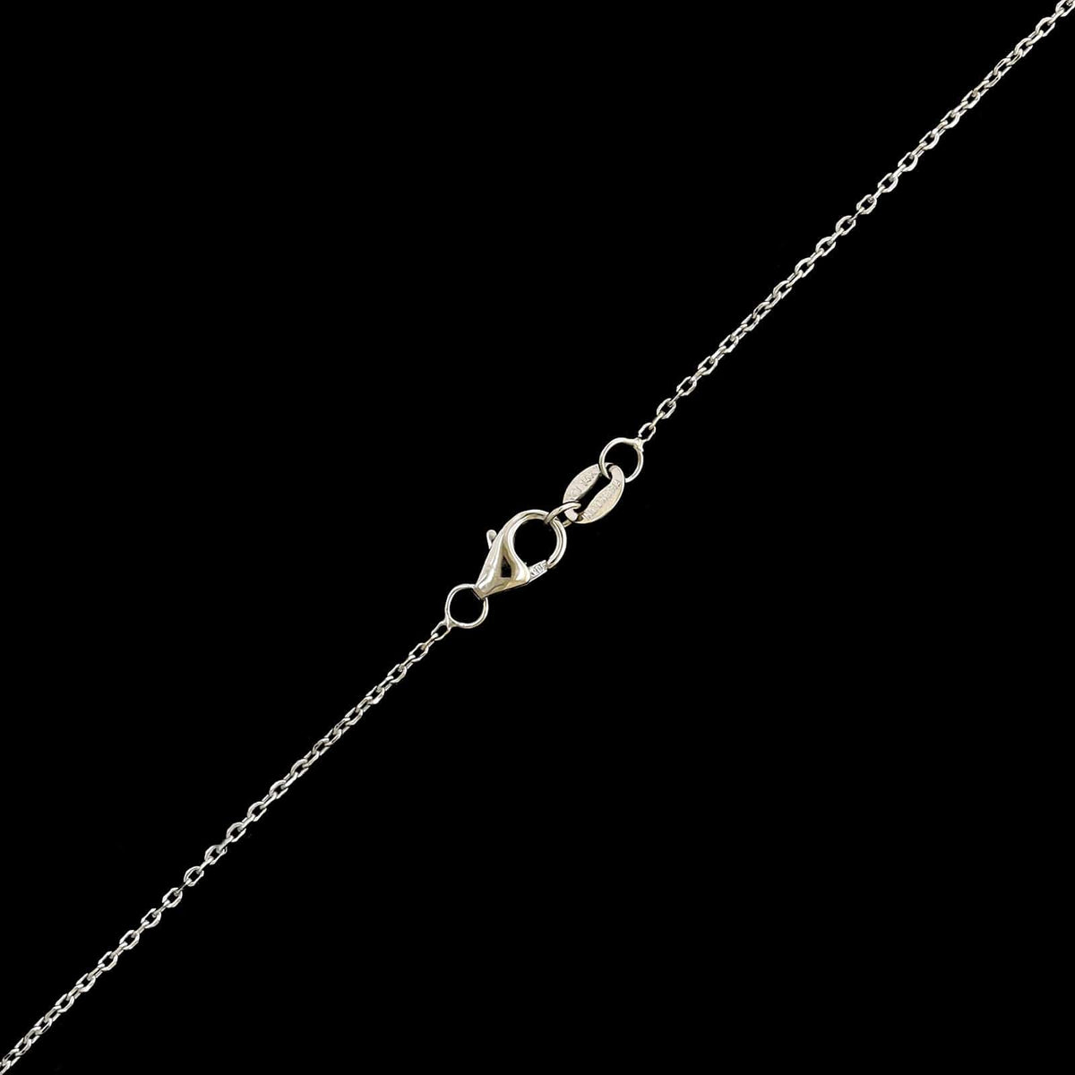 14K White Gold Estate Diamond Flower Pendant Necklace
