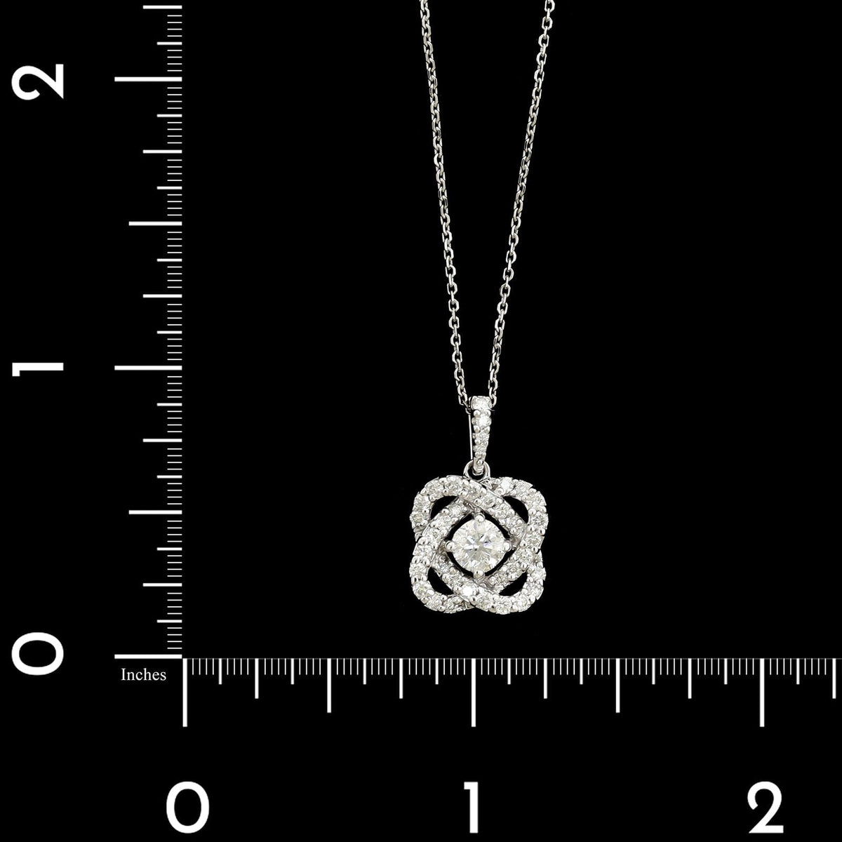 14K White Gold Estate Diamond Flower Pendant Necklace