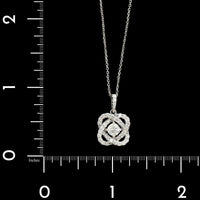 14K White Gold Estate Diamond Flower Pendant Necklace
