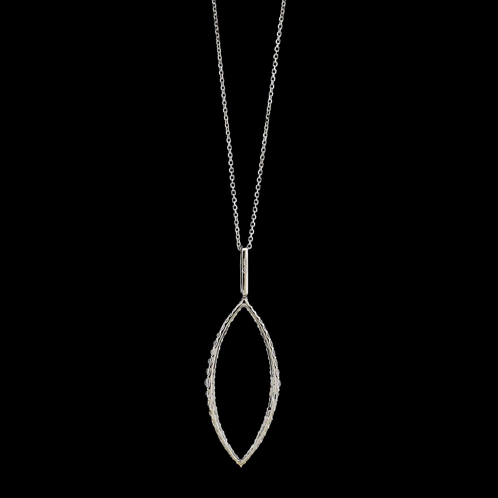 14K White Gold Estate Diamond Pendand Necklace