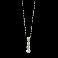 14K White Gold Estate Three Stone Diamond Pendant Necklace