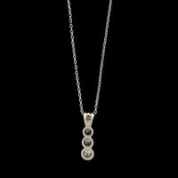 14K White Gold Estate Three Stone Diamond Pendant Necklace