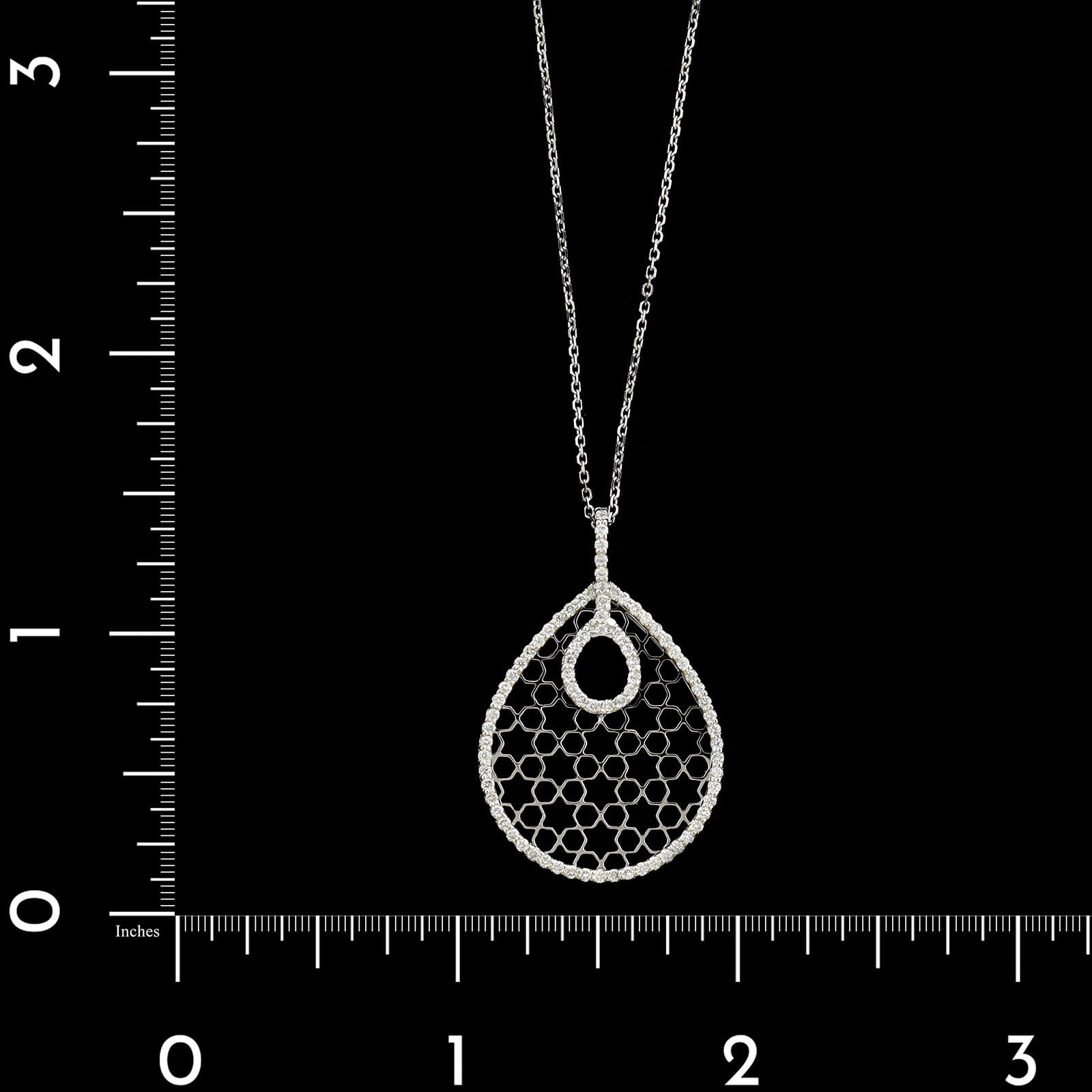 14K White Gold Estate Diamond Pendant Necklace