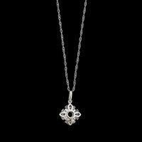 14K White Gold Estate Ruby and Diamond Pendant Necklace