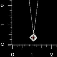 14K White Gold Estate Ruby and Diamond Pendant Necklace
