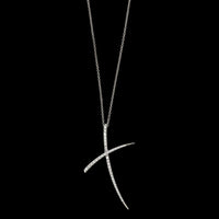 18K White Gold Estate Diamond X Pendant Necklace