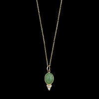 14K Yellow Gold Estate Jade and Diamond Pendant Necklace