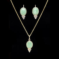 14K Yellow Gold Estate Jade and Diamond Pendant Necklace