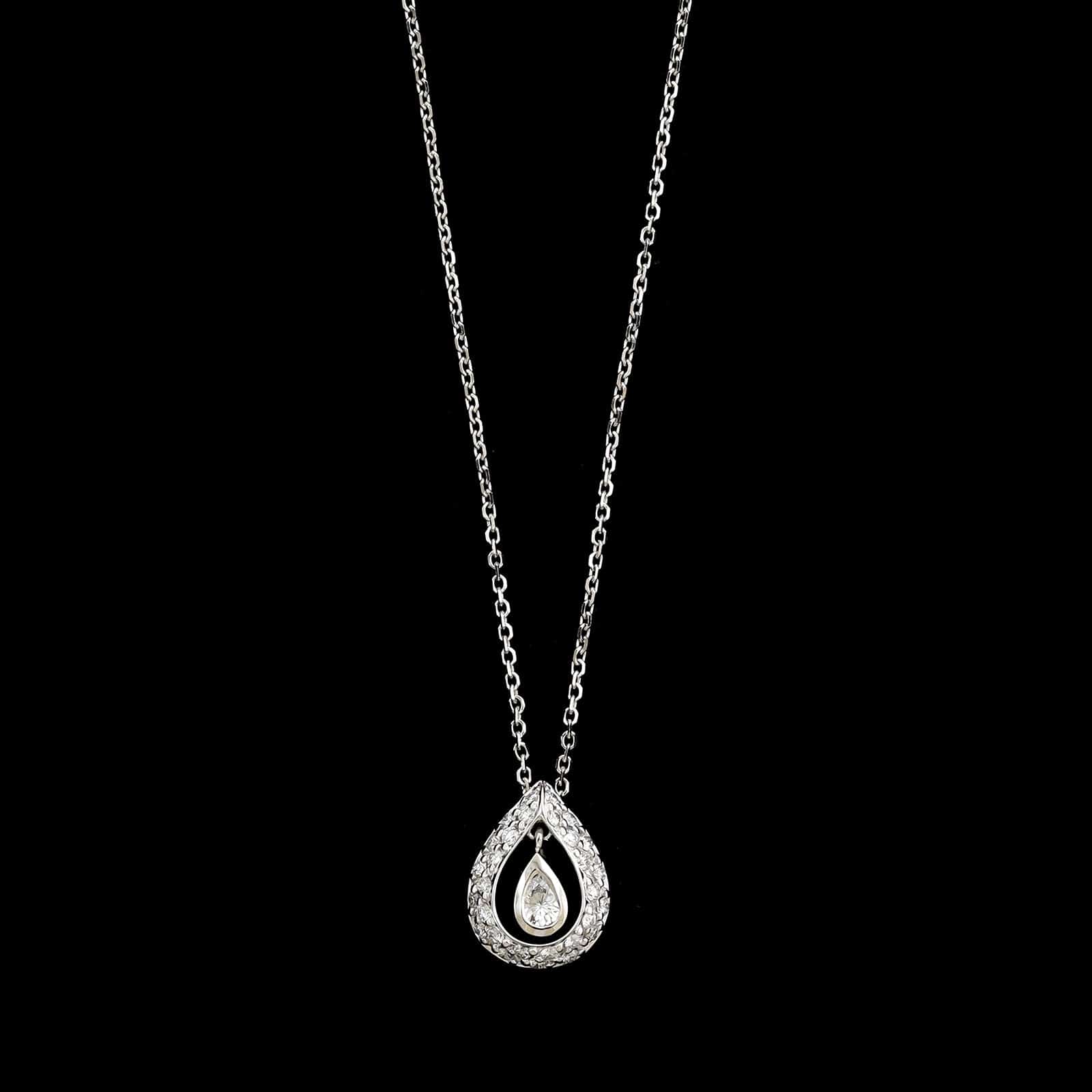 14K White Gold Estate Diamond Pendant Necklace