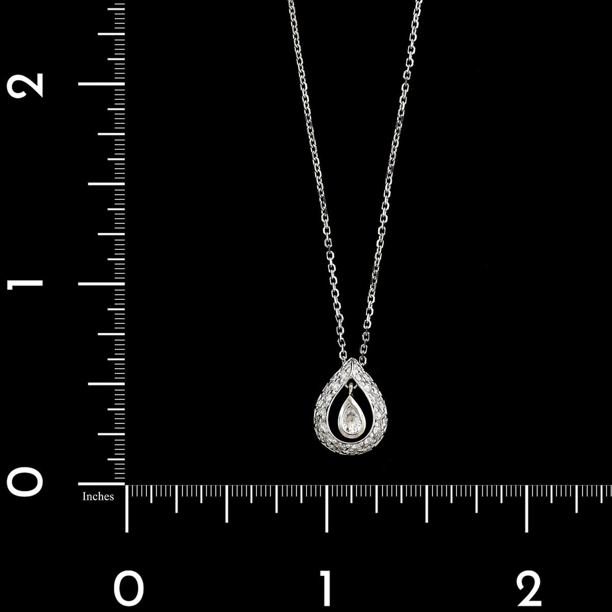 14K White Gold Estate Diamond Pendant Necklace