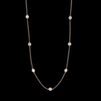 14K Rose Gold Estate Diamond Station Necklace