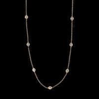 14K Rose Gold Estate Diamond Station Necklace