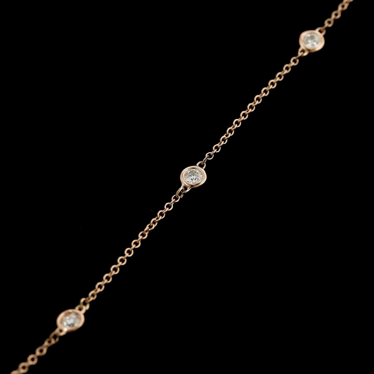14K Rose Gold Estate Diamond Station Necklace