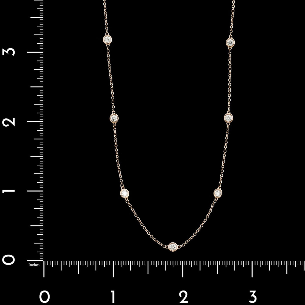 14K Rose Gold Estate Diamond Station Necklace