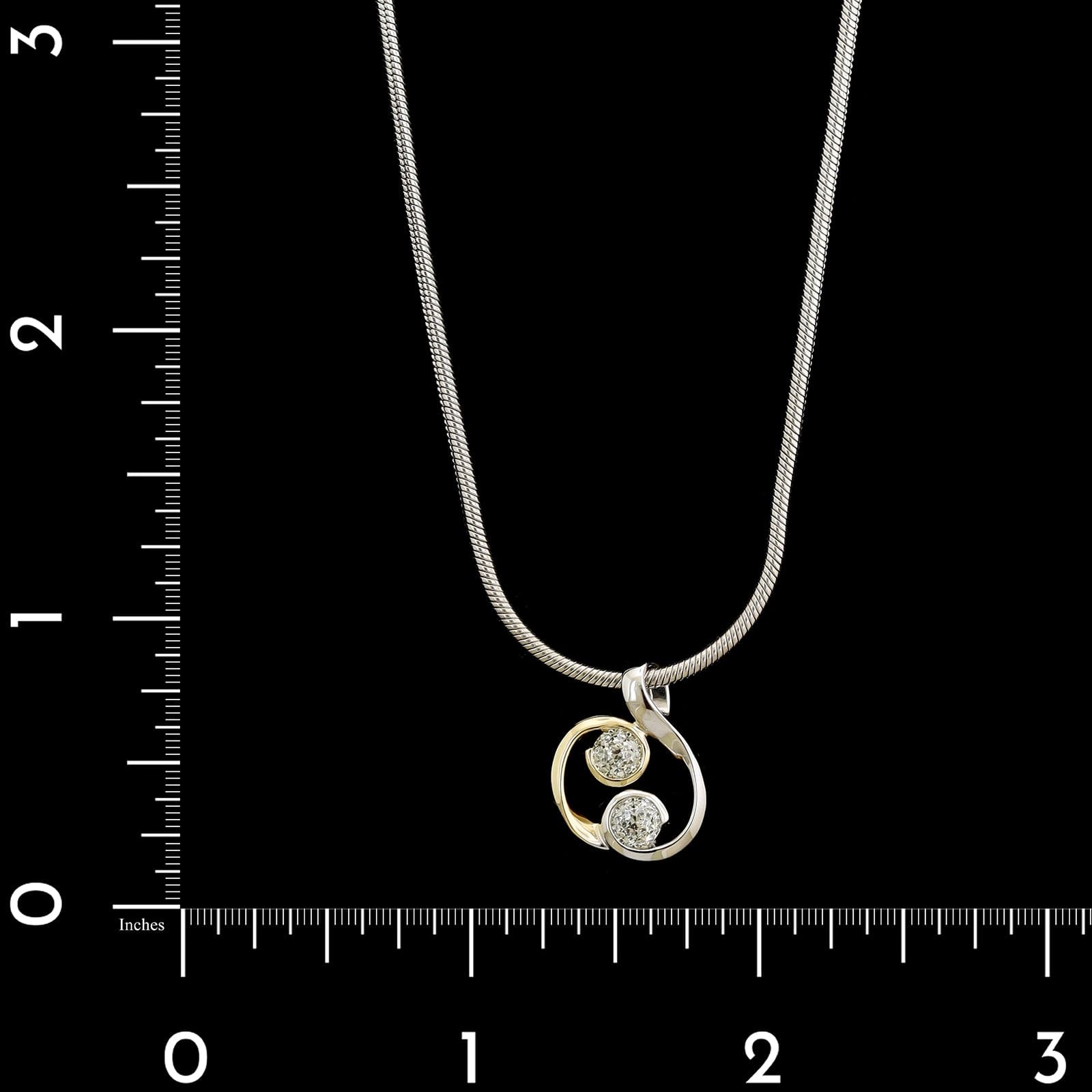 14K Two-tone Gold Estate Diamond Pendant Necklace