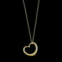 18K Yellow Gold Estate Floating Heart Pendant Necklace