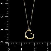 18K Yellow Gold Estate Floating Heart Pendant Necklace