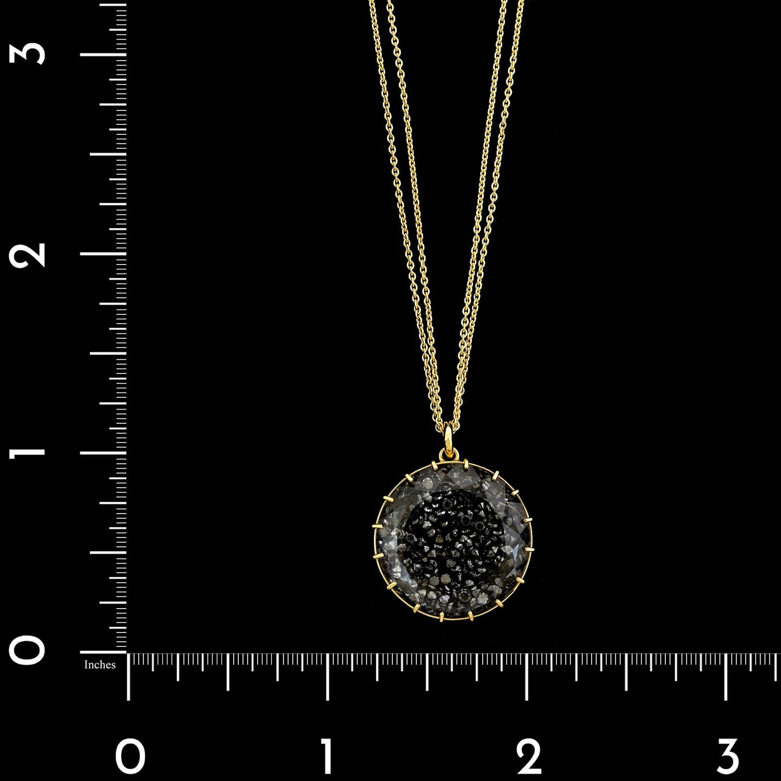 Renee Lewis 18K Yellow Gold Estate Black Diamond Shake Necklace