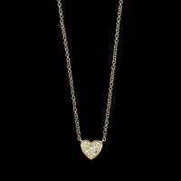 14K Yellow Gold Estate Diamond Heart Pendant Necklace