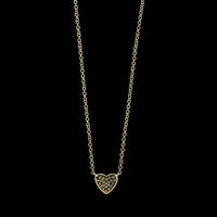 14K Yellow Gold Estate Diamond Heart Pendant Necklace