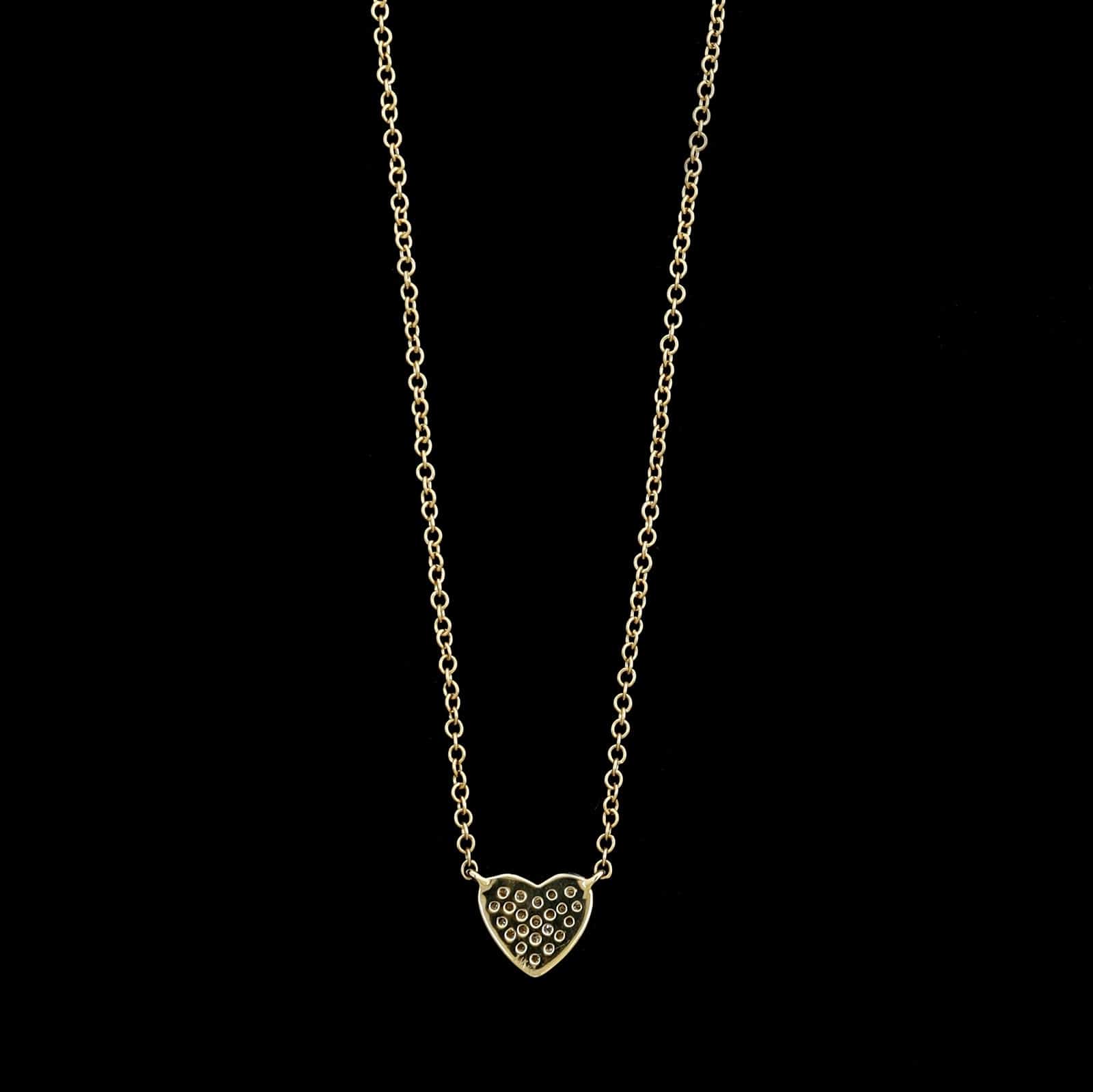 14K Yellow Gold Estate Diamond Heart Pendant Necklace