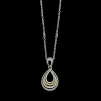 Lagos Sterling Silver and 18K Yellow Gold Estate Diamond Teardrop Pendant Necklace