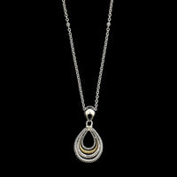 Lagos Sterling Silver and 18K Yellow Gold Estate Diamond Teardrop Pendant Necklace