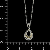 Lagos Sterling Silver and 18K Yellow Gold Estate Diamond Teardrop Pendant Necklace