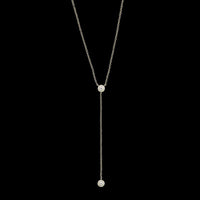 14K Yellow Gold Estate Diamond Halo Lariat Necklace