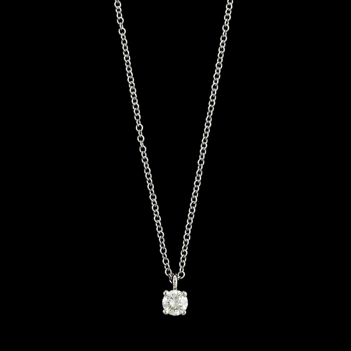 Tiffany & Co. Platinum Estate Diamond Solitaire Pendant Necklace