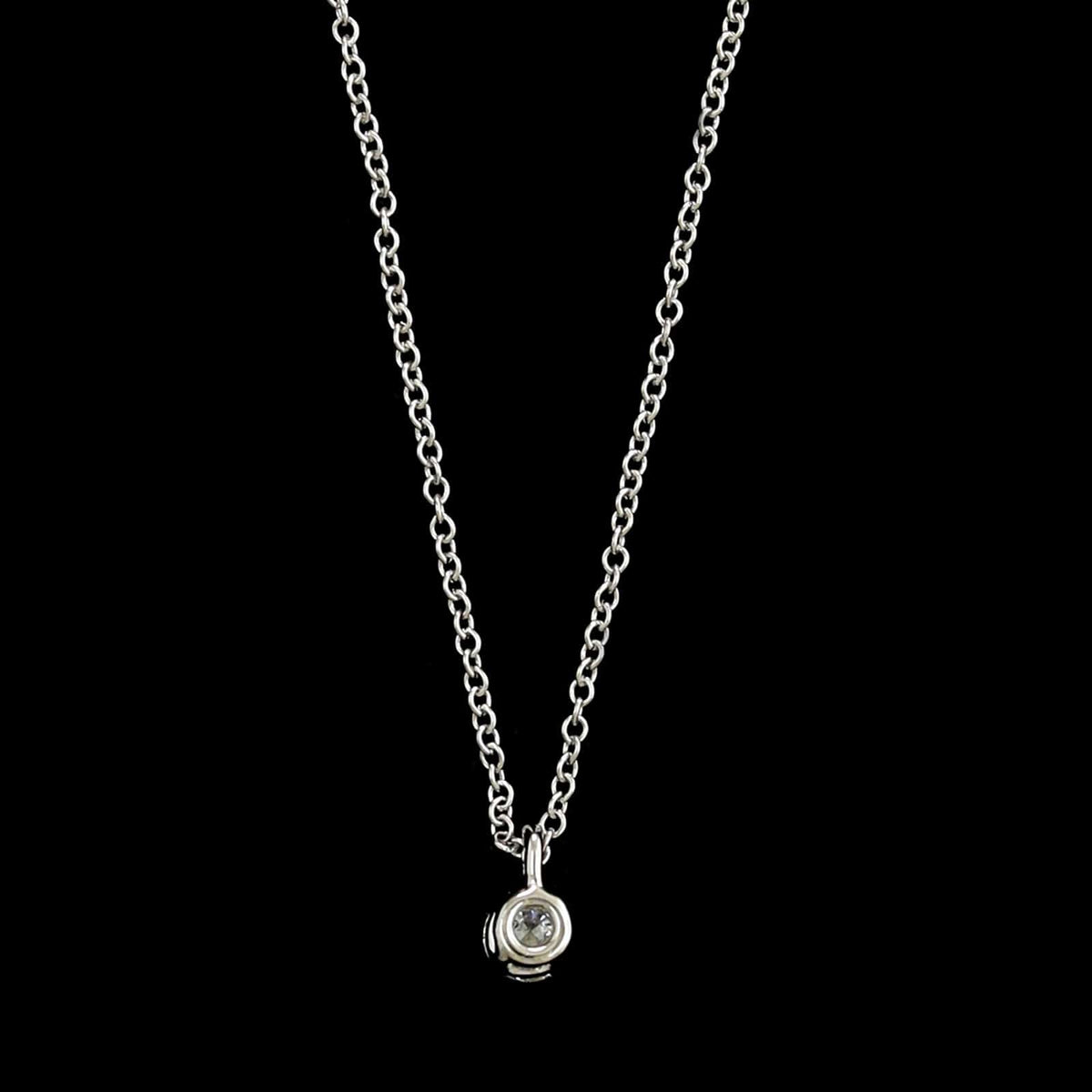 Tiffany & Co. Platinum Estate Diamond Solitaire Pendant Necklace
