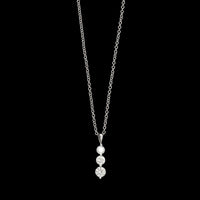 18K White Gold Estate Diamond Three Stone Pendant Necklace