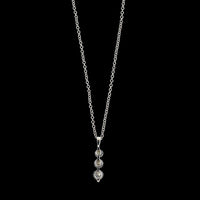 18K White Gold Estate Diamond Three Stone Pendant Necklace