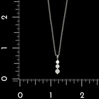 18K White Gold Estate Diamond Three Stone Pendant Necklace