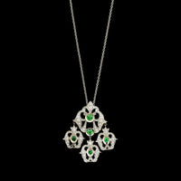 Piovan Paolo Gioielli 18K White Gold Estate Tsavorite and Diamond Pendant Necklace