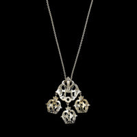 Piovan Paolo Gioielli 18K White Gold Estate Tsavorite and Diamond Pendant Necklace