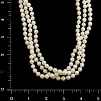 Mikimoto 14K White Gold Estate Three Strand Cultured Pearl and Diamond Necklace