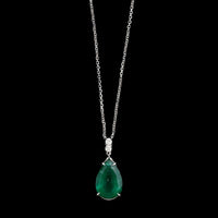 18K White Gold Estate Emerald and Diamond Necklace