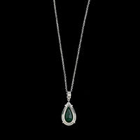 18K White Gold Estate Emerald and Diamond Necklace