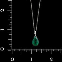 18K White Gold Estate Emerald and Diamond Necklace
