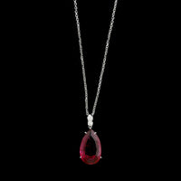 18K White Gold Estate Rubellite Tourmaline and Diamond Pendant Necklace