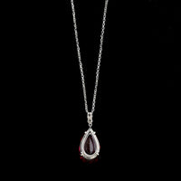 18K White Gold Estate Rubellite Tourmaline and Diamond Pendant Necklace