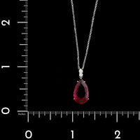 18K White Gold Estate Rubellite Tourmaline and Diamond Pendant Necklace