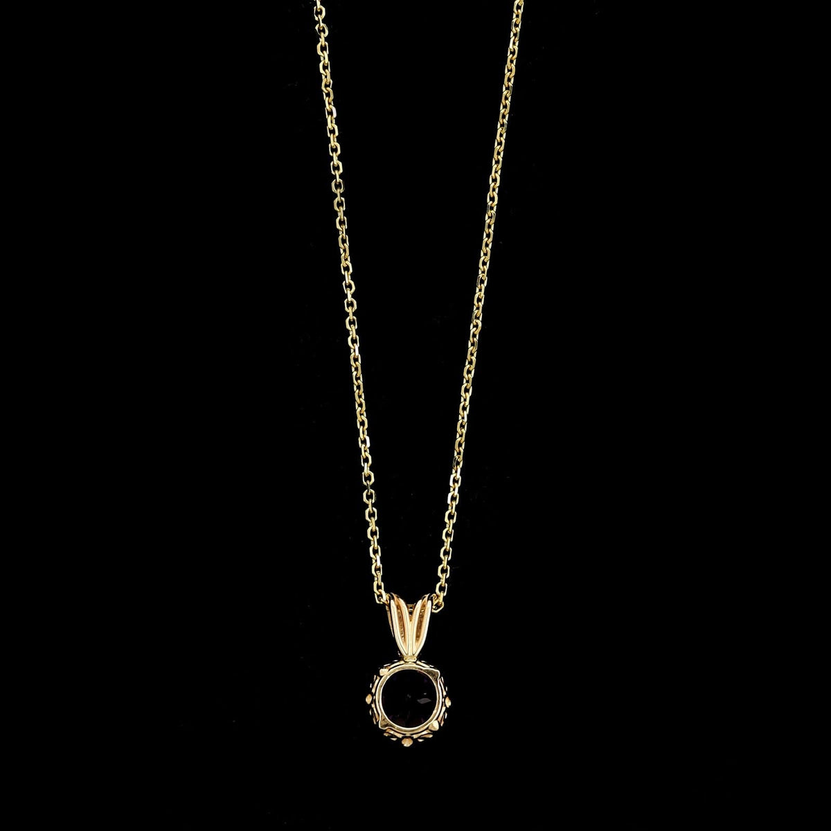 14K Yellow Gold Estate Amethyst Pendant Necklace