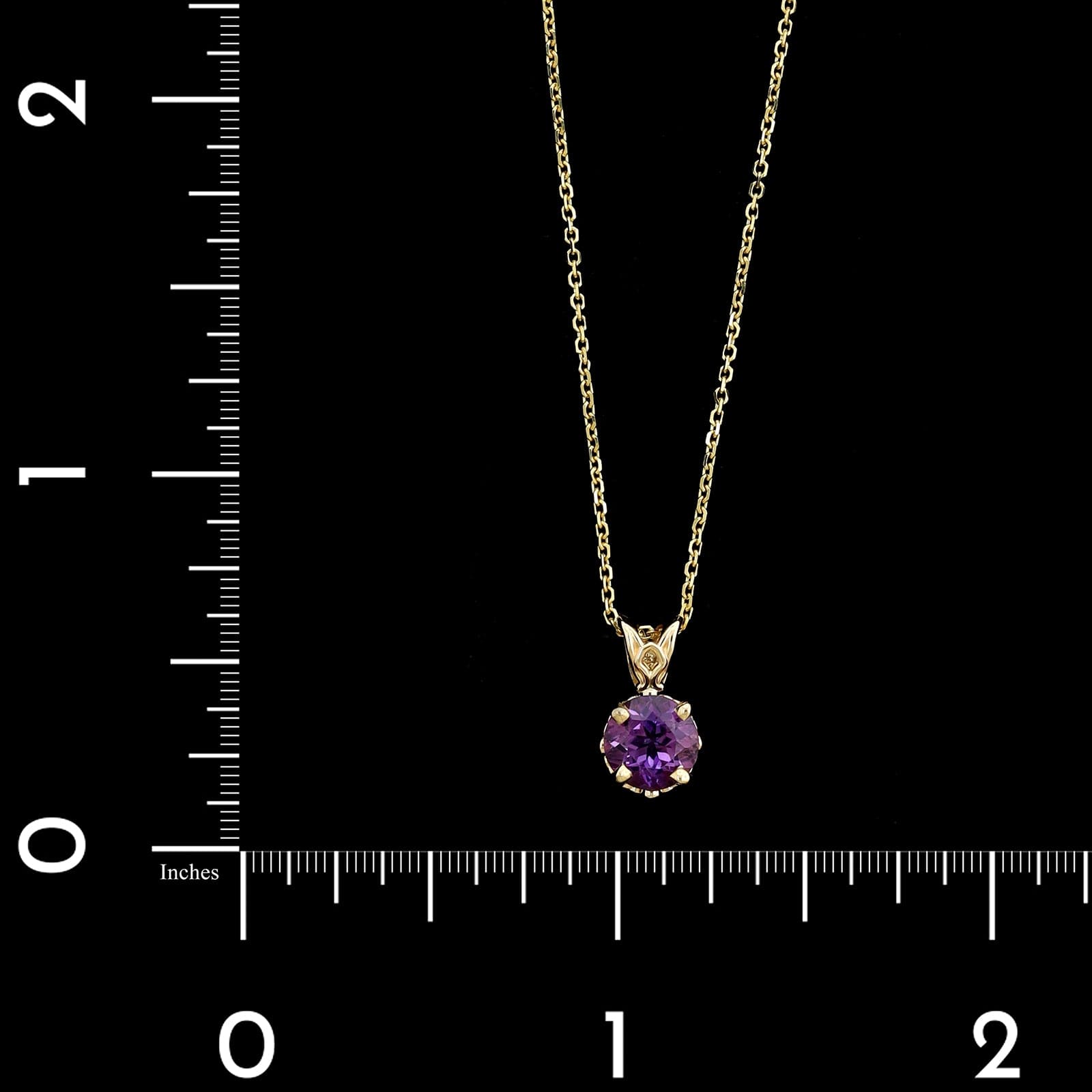 14K Yellow Gold Estate Amethyst Pendant Necklace