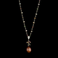 14K Yellow Gold Estate Cultured Freshwater Pearl and Faceted Bead Necklace