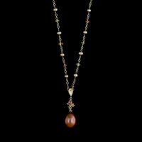 14K Yellow Gold Estate Cultured Freshwater Pearl and Faceted Bead Necklace