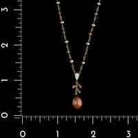 14K Yellow Gold Estate Cultured Freshwater Pearl and Faceted Bead Necklace